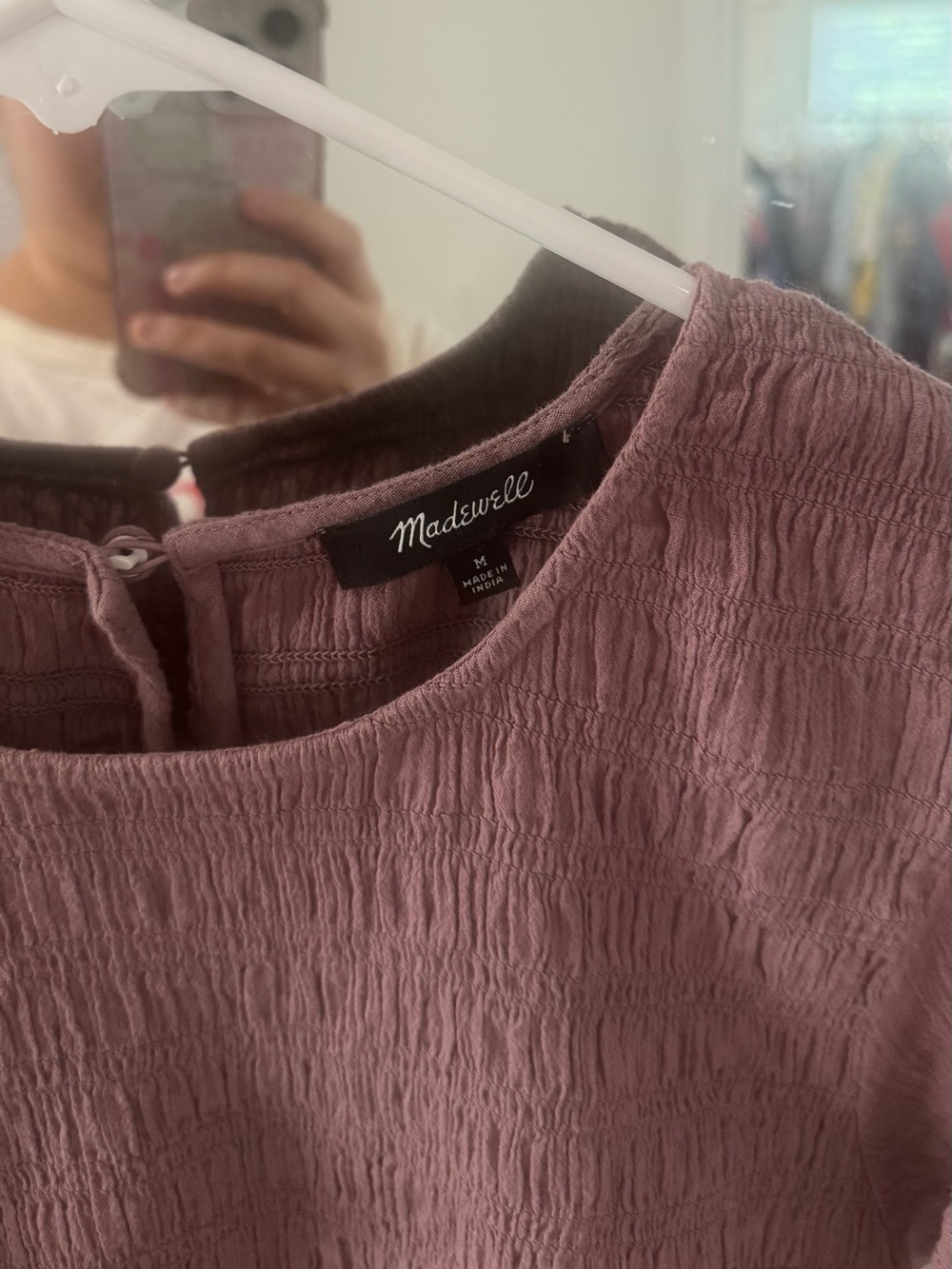 Madewell 100% Cotton Lucie Flutter Sleeve Smocked Bodice Top - Picture 3 of 5